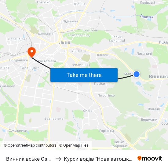 Винниківське Озеро to Курси водіїв "Нова автошкола" map