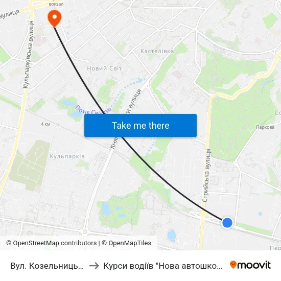 Вул. Козельницька to Курси водіїв "Нова автошкола" map