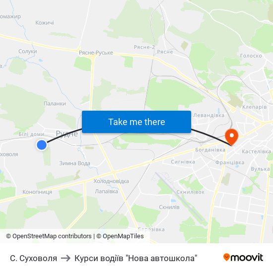 С. Суховоля to Курси водіїв "Нова автошкола" map