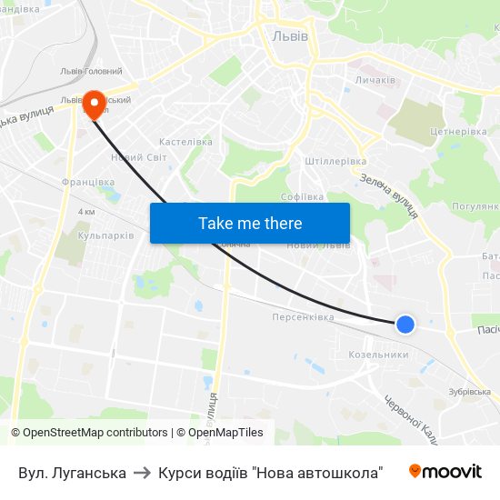 Вул. Луганська to Курси водіїв "Нова автошкола" map