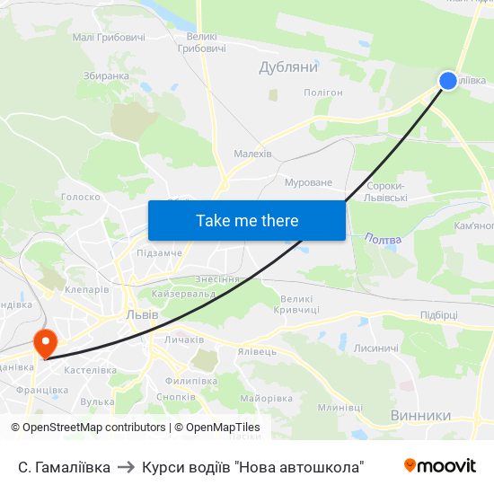 С. Гамаліївка to Курси водіїв "Нова автошкола" map