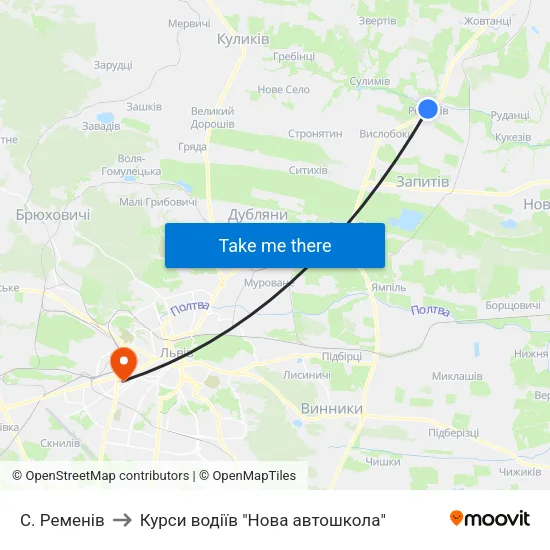С. Ременів to Курси водіїв "Нова автошкола" map