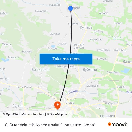 С. Смереків to Курси водіїв "Нова автошкола" map