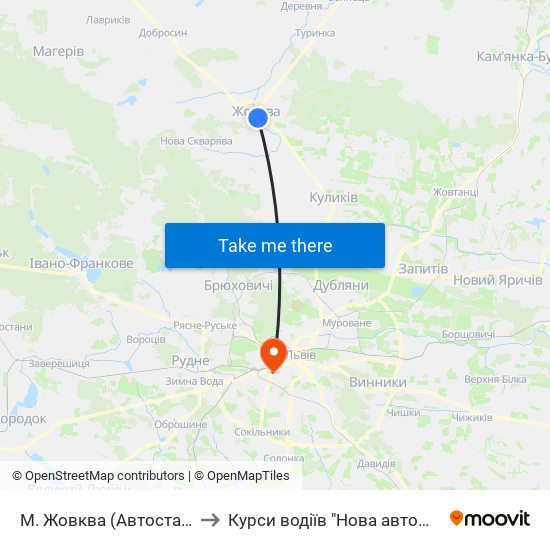 М. Жовква (Автостанція) to Курси водіїв "Нова автошкола" map