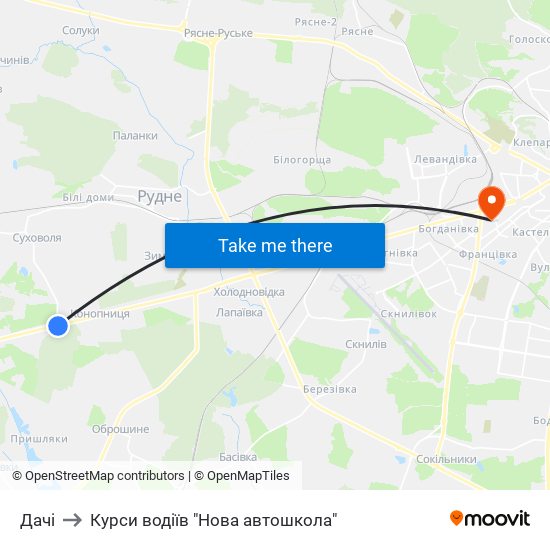 Дачі to Курси водіїв "Нова автошкола" map