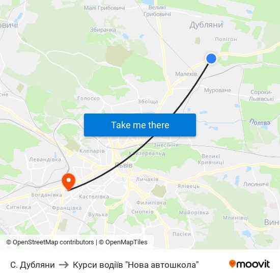 С. Дубляни to Курси водіїв "Нова автошкола" map