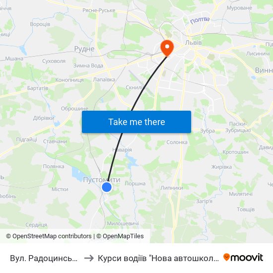 Вул. Радоцинська to Курси водіїв "Нова автошкола" map