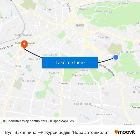 Вул. Вахнянина to Курси водіїв "Нова автошкола" map