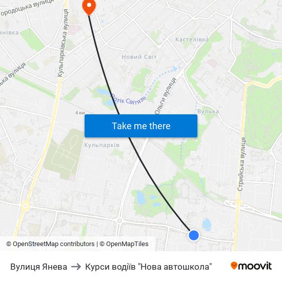 Вулиця Янева to Курси водіїв "Нова автошкола" map