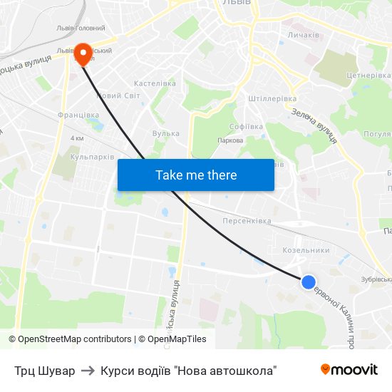 Трц Шувар to Курси водіїв "Нова автошкола" map