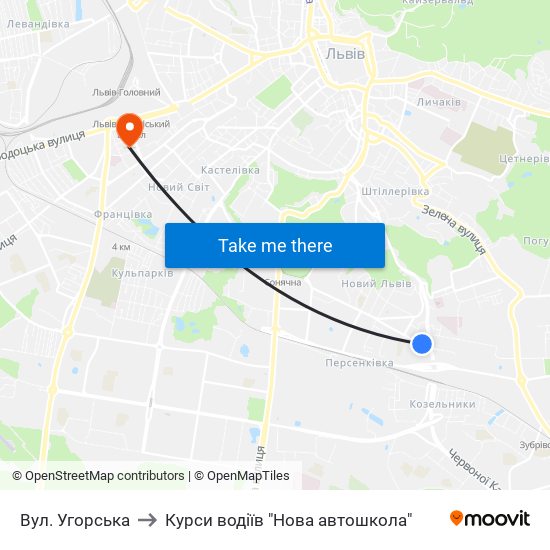 Вул. Угорська to Курси водіїв "Нова автошкола" map