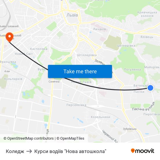 Коледж to Курси водіїв "Нова автошкола" map