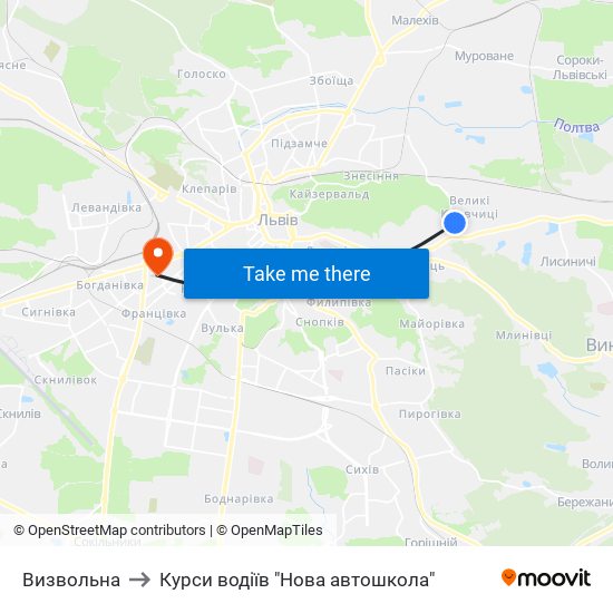 Визвольна to Курси водіїв "Нова автошкола" map