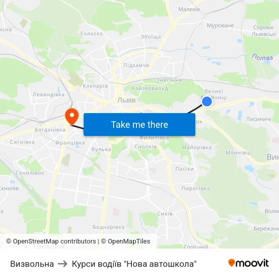 Визвольна to Курси водіїв "Нова автошкола" map