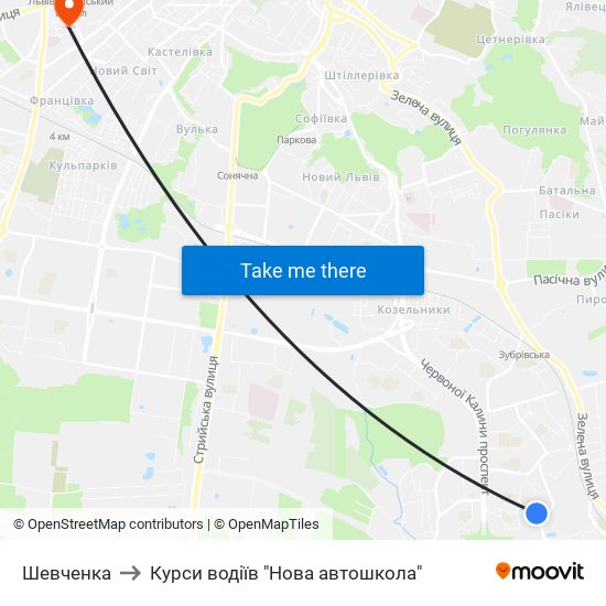 Шевченка to Курси водіїв "Нова автошкола" map