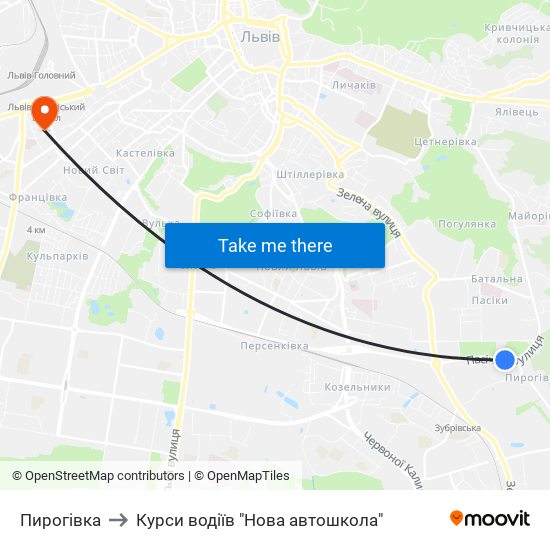 Пирогівка to Курси водіїв "Нова автошкола" map