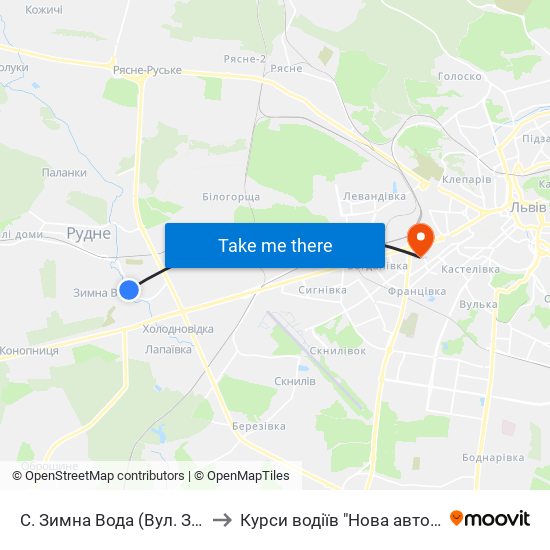 С. Зимна Вода (Вул. Західна) to Курси водіїв "Нова автошкола" map