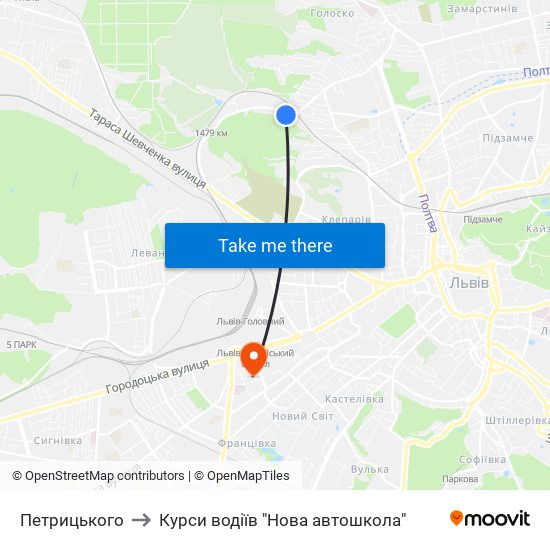 Петрицького to Курси водіїв "Нова автошкола" map