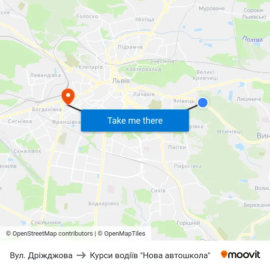 Вул. Дріжджова to Курси водіїв "Нова автошкола" map