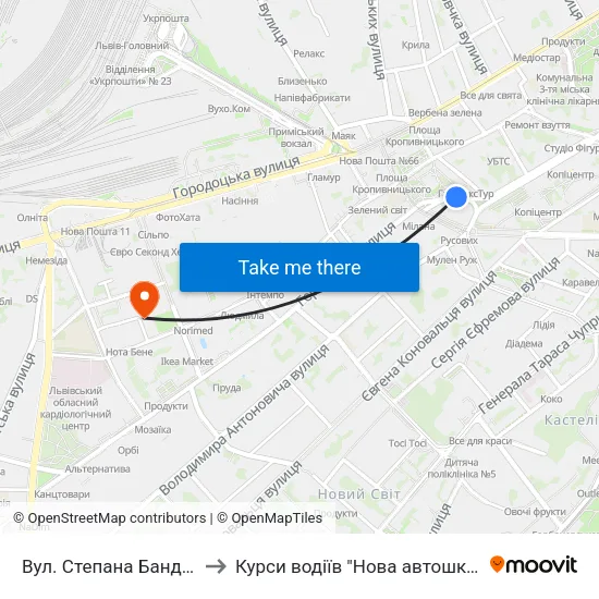 Вул. Степана Бандери to Курси водіїв "Нова автошкола" map