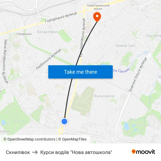 Скнилівок to Курси водіїв "Нова автошкола" map
