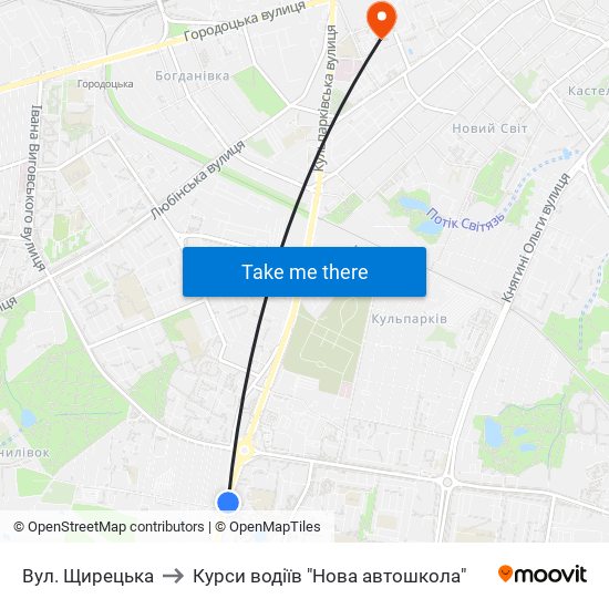 Вул. Щирецька to Курси водіїв "Нова автошкола" map