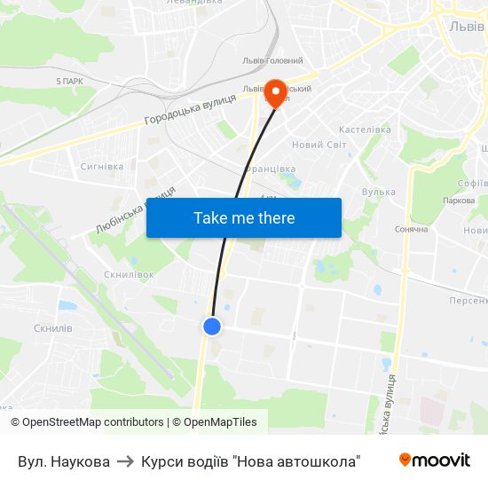 Вул. Наукова to Курси водіїв "Нова автошкола" map