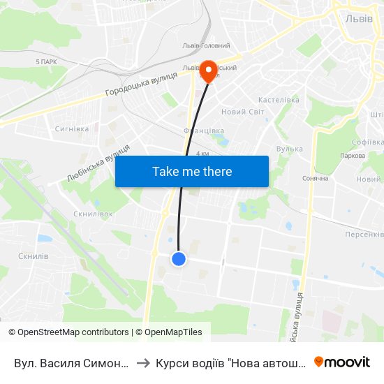 Вул. Василя Симоненка to Курси водіїв "Нова автошкола" map