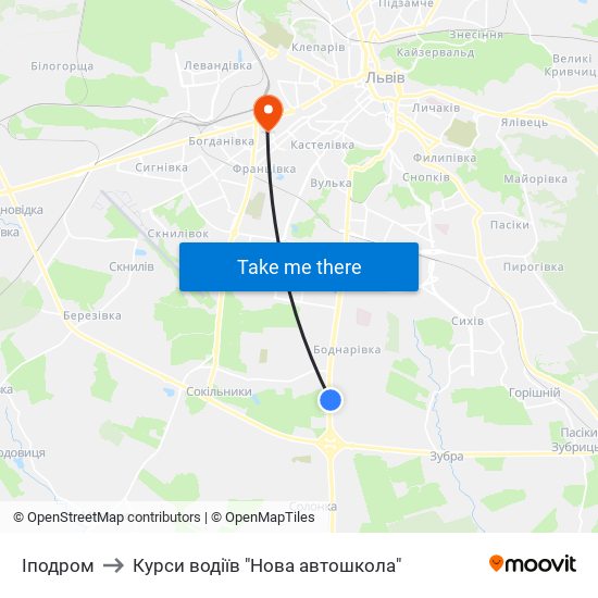 Іподром to Курси водіїв "Нова автошкола" map