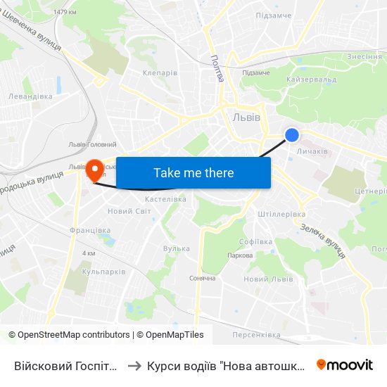 Війсковий Госпіталь to Курси водіїв "Нова автошкола" map