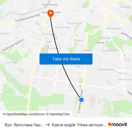 Вул. Ярослава Гашека to Курси водіїв "Нова автошкола" map