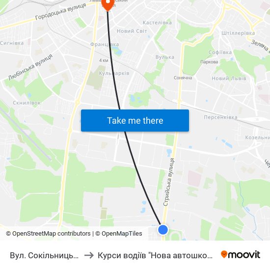 Вул. Сокільницька to Курси водіїв "Нова автошкола" map