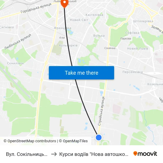 Вул. Сокільницька to Курси водіїв "Нова автошкола" map