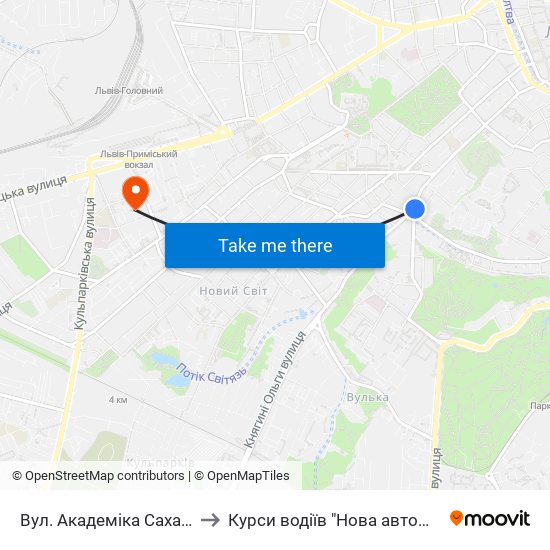 Вул. Академіка Сахарова to Курси водіїв "Нова автошкола" map