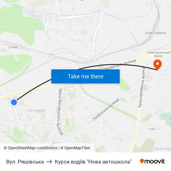 Вул. Ряшівська to Курси водіїв "Нова автошкола" map