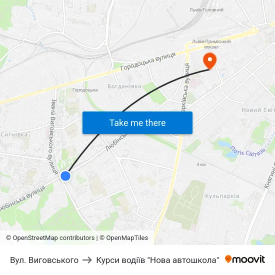 Вул. Виговського to Курси водіїв "Нова автошкола" map