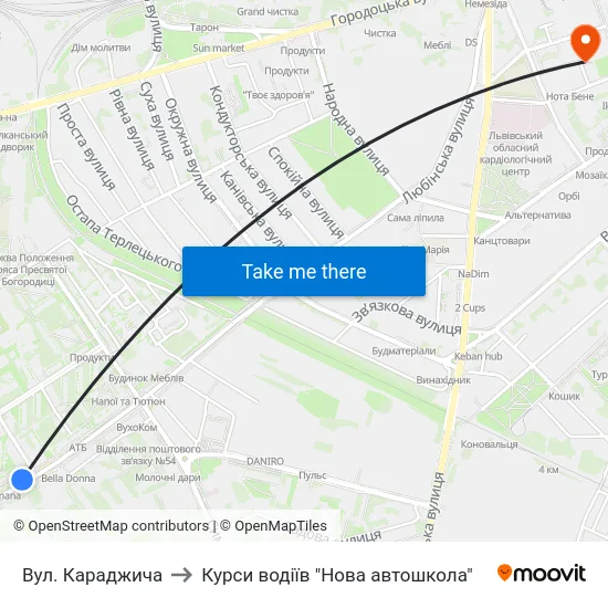 Вул. Караджича to Курси водіїв "Нова автошкола" map