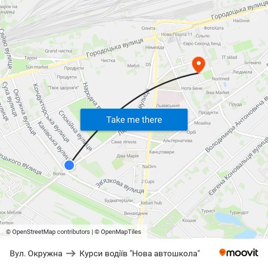 Вул. Окружна to Курси водіїв "Нова автошкола" map