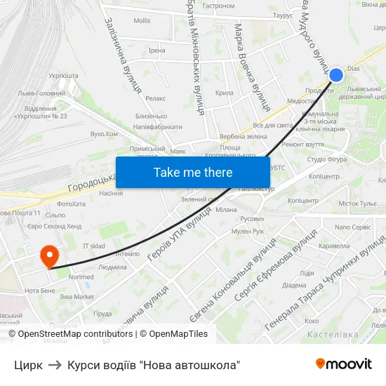 Цирк to Курси водіїв "Нова автошкола" map