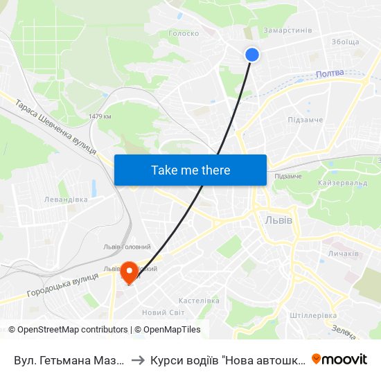 Вул. Гетьмана Мазепи to Курси водіїв "Нова автошкола" map