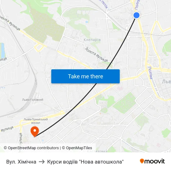 Вул. Хімічна to Курси водіїв "Нова автошкола" map