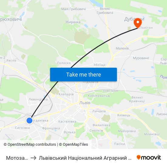 Мотозавод to Львівський Національний Аграрний Університет map