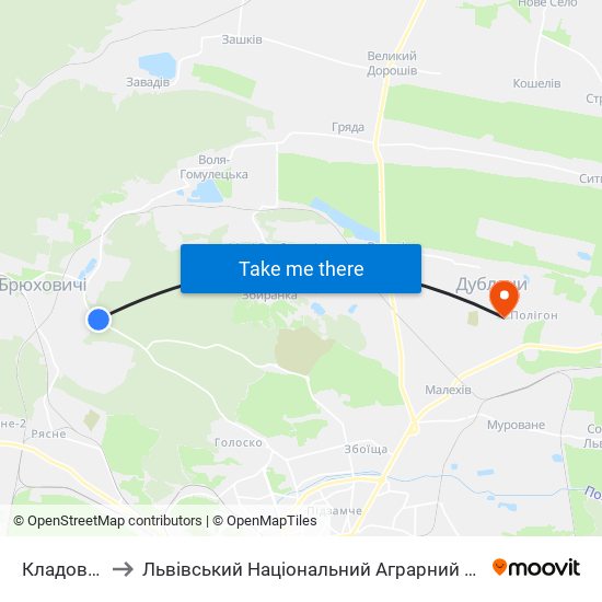 Кладовище to Львівський Національний Аграрний Університет map