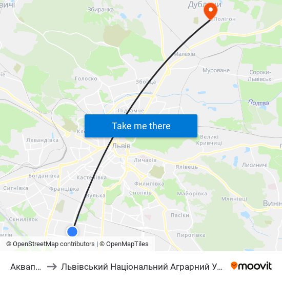 Аквапарк to Львівський Національний Аграрний Університет map