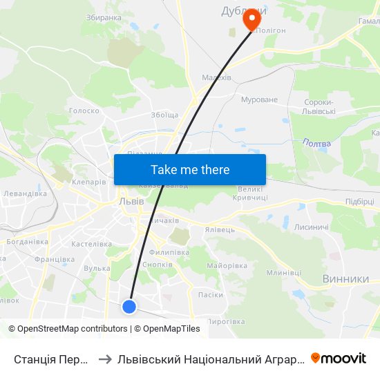 Станція Персенківка to Львівський Національний Аграрний Університет map