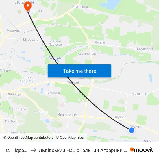 С. Підберізці to Львівський Національний Аграрний Університет map