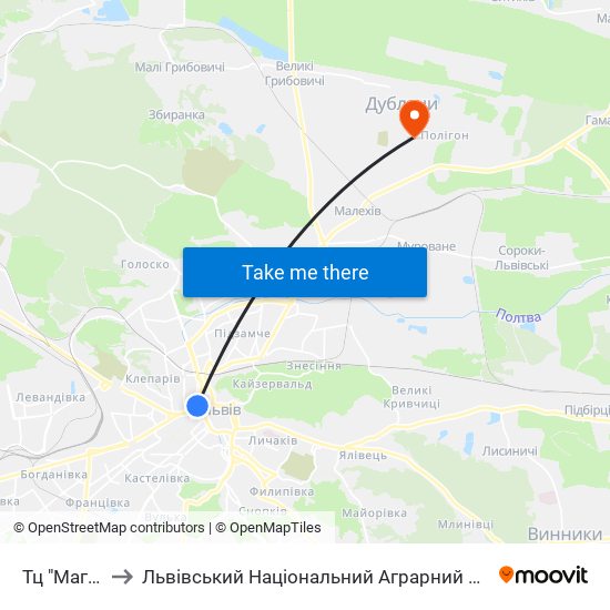 Тц "Магнус" to Львівський Національний Аграрний Університет map