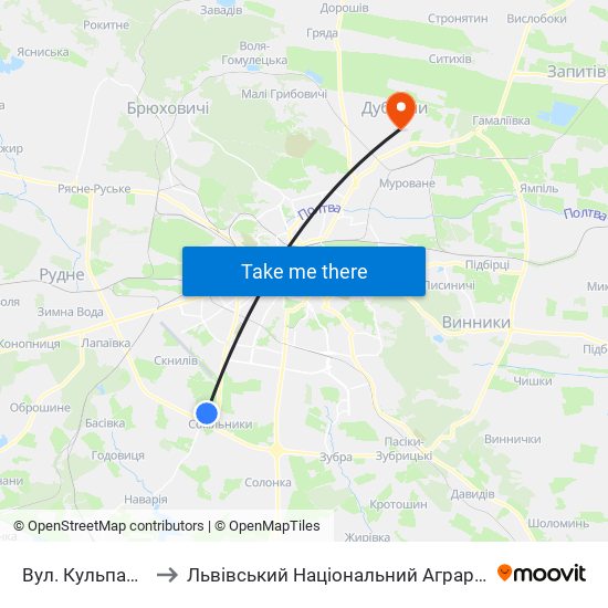 Вул. Кульпарківська to Львівський Національний Аграрний Університет map