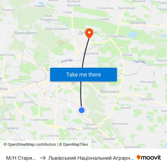 М/Н Старий Сихів to Львівський Національний Аграрний Університет map