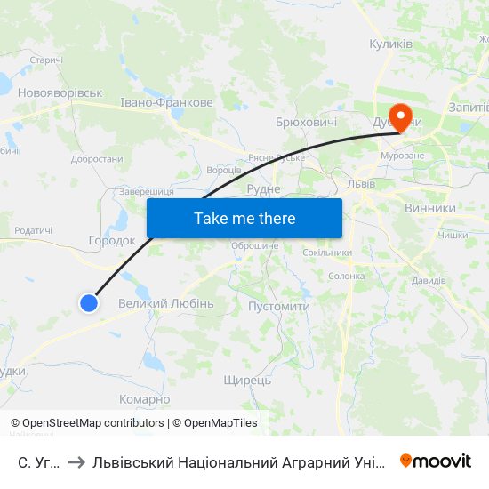 С. Угри to Львівський Національний Аграрний Університет map